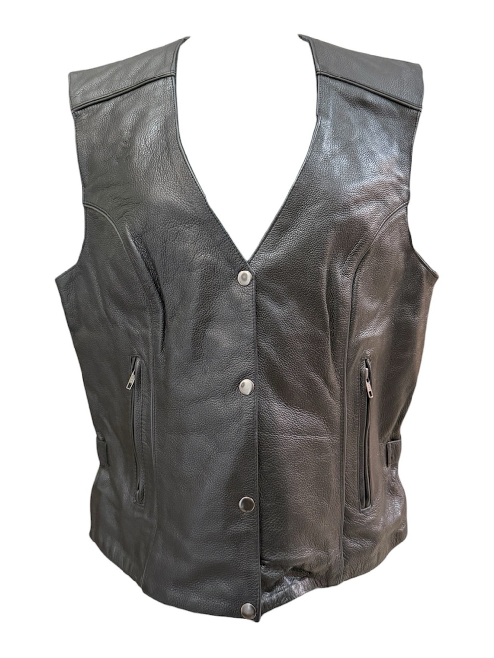 Milwaukee Leather Women's XXL Winged Biker Vest Pink Studded Black Cowhide